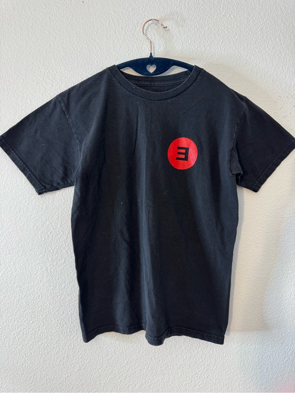 Men's Black Short-Sleeve Tee with Red Chest Emblem